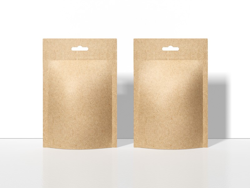 Craft paper pouch bag mockup