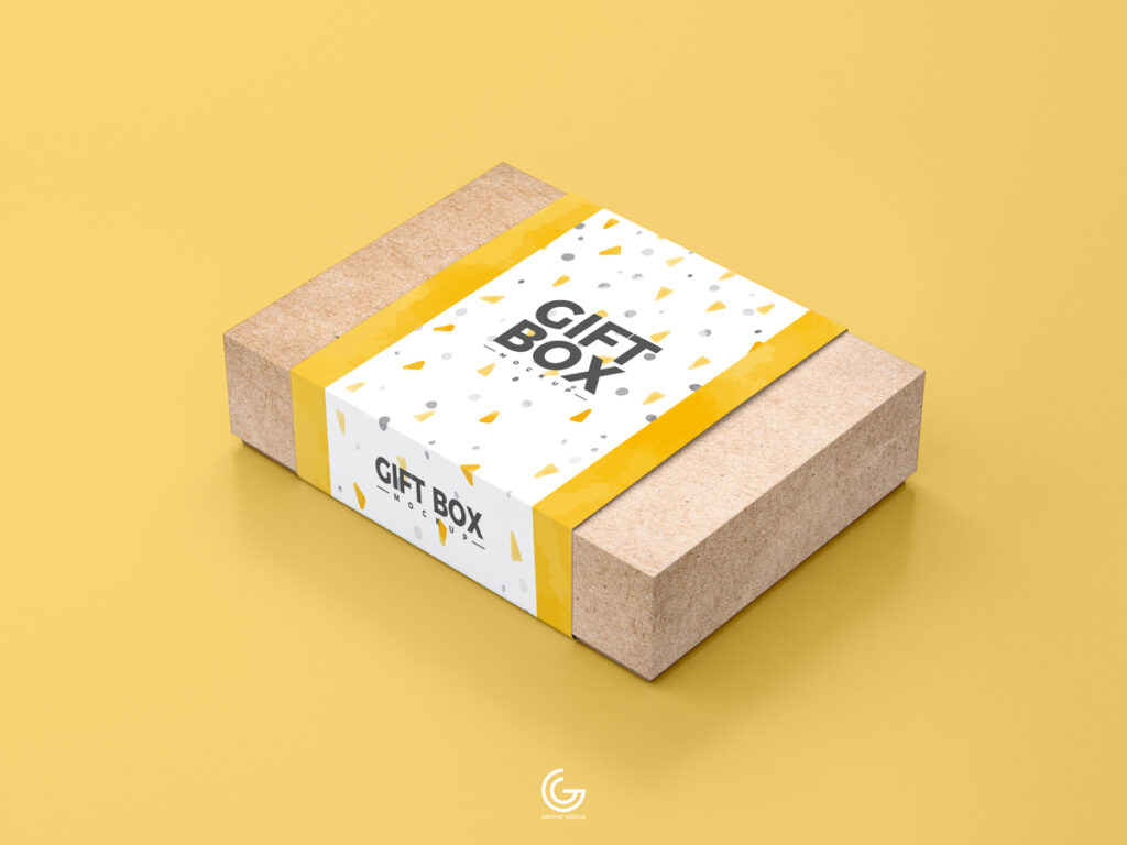 Craft Paper Gift Box Mockup PSD