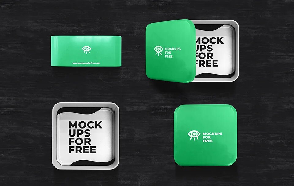 Green Metal Box PSD Mockup