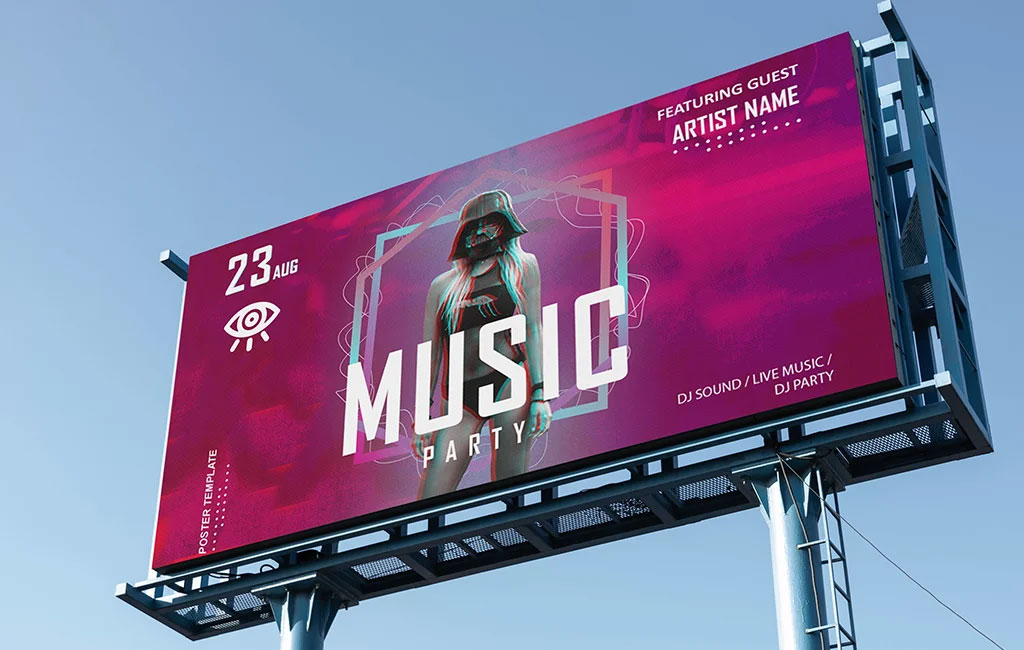 Music Advertisement Billboard Mockup