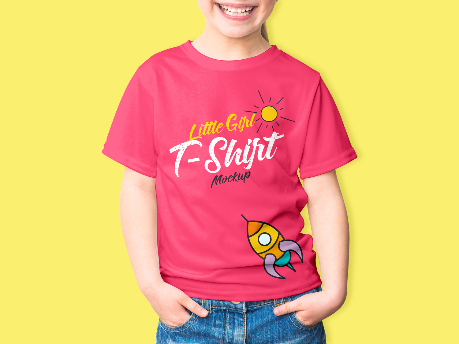 Free Fashionable Girl T-Shirt Mockup