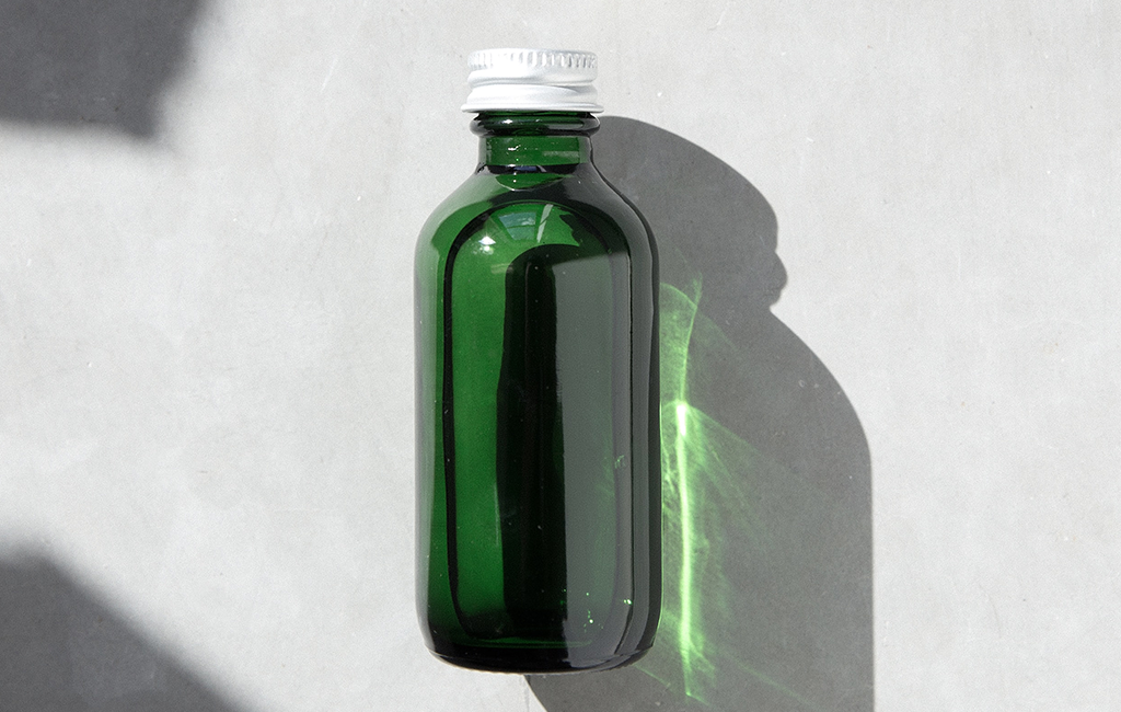 Green Glass Bottle PSD Mockup