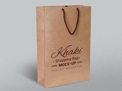 Khaki Shopping Bag PSD Mockup