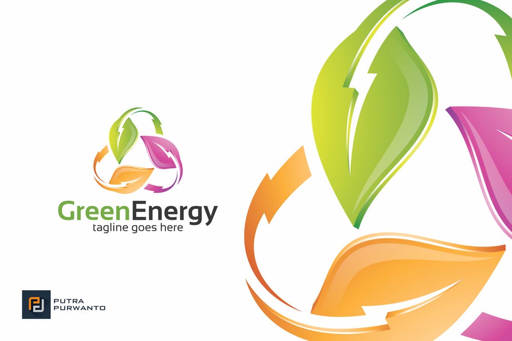 Free Green Energy logo Mockup.