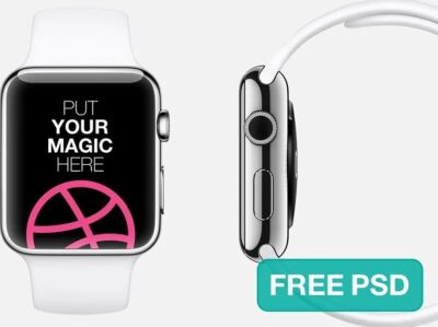 Free Silver Apple Watch PSD Mockup