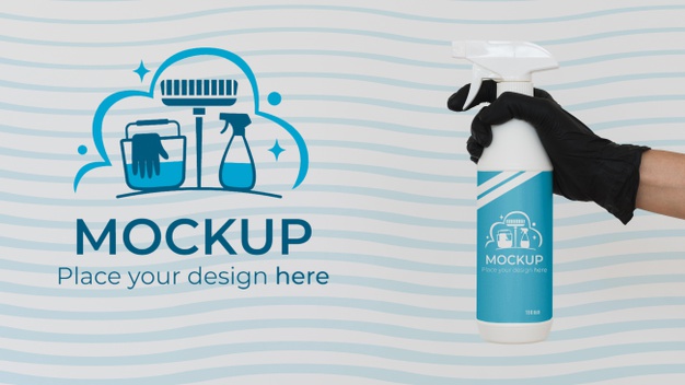 Spray Cleaning Bottle PSD Mockup