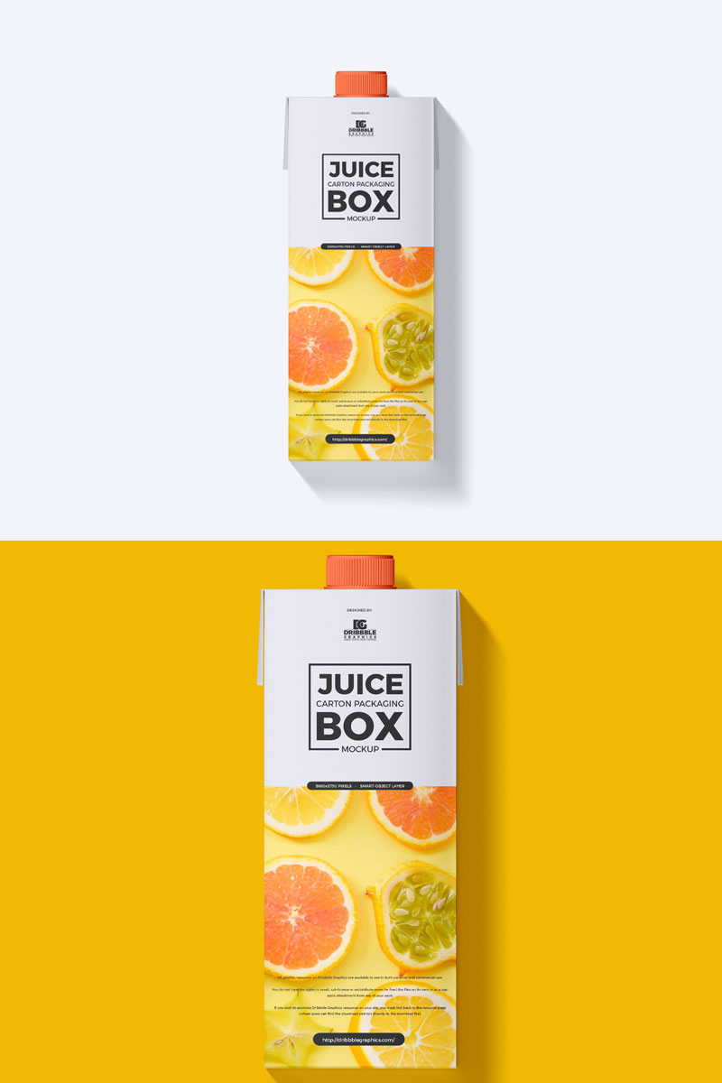 Free Juice Carton Box Packaging Mockup