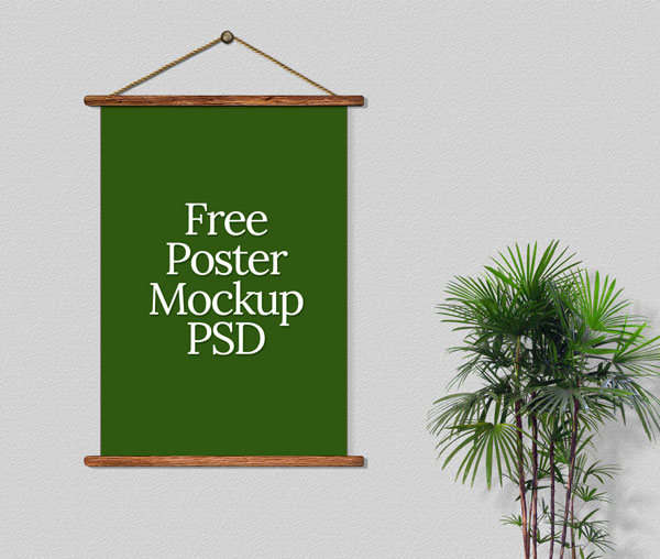 Free Roller Poster PSD Mockup