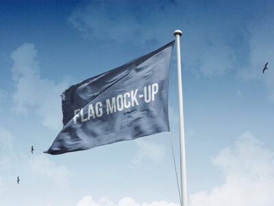 Free Realistic Flag PSD Mockup
