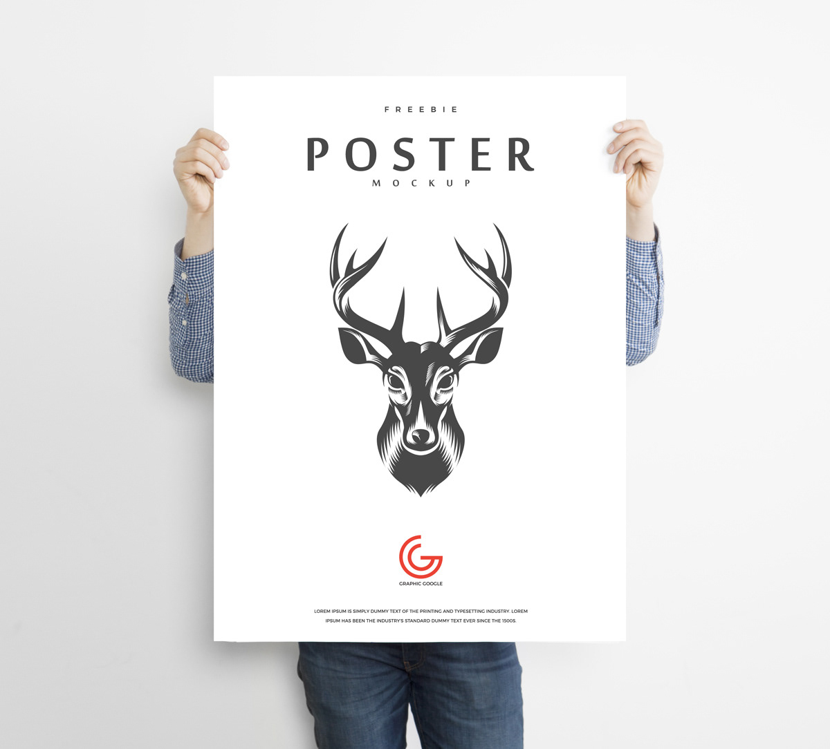 Free Holding Poster PSD Mockup