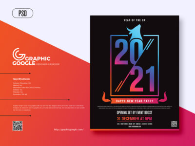 free new year party flyer mockups design