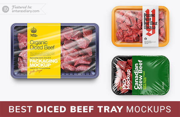 Beef Tray Food Packaging Mockups