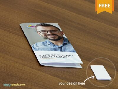 Free Wooden Surface Flyer Mockup