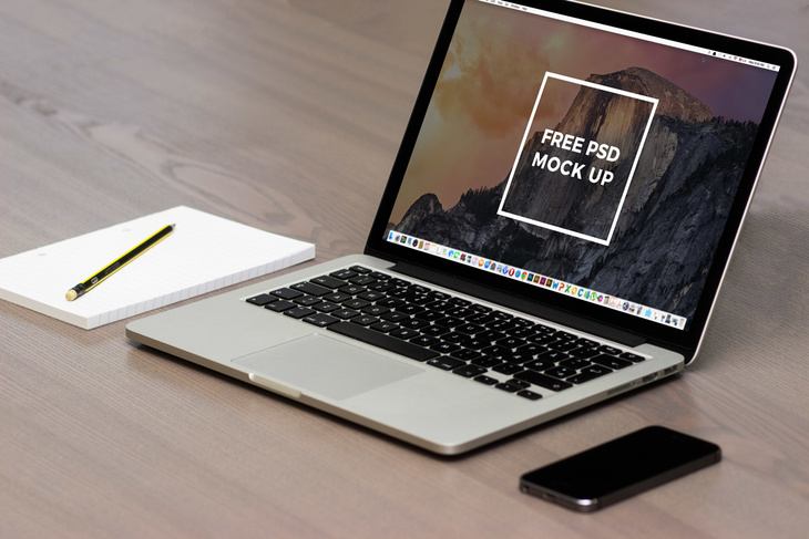 Free MacBook Pro PSD Mockup Design