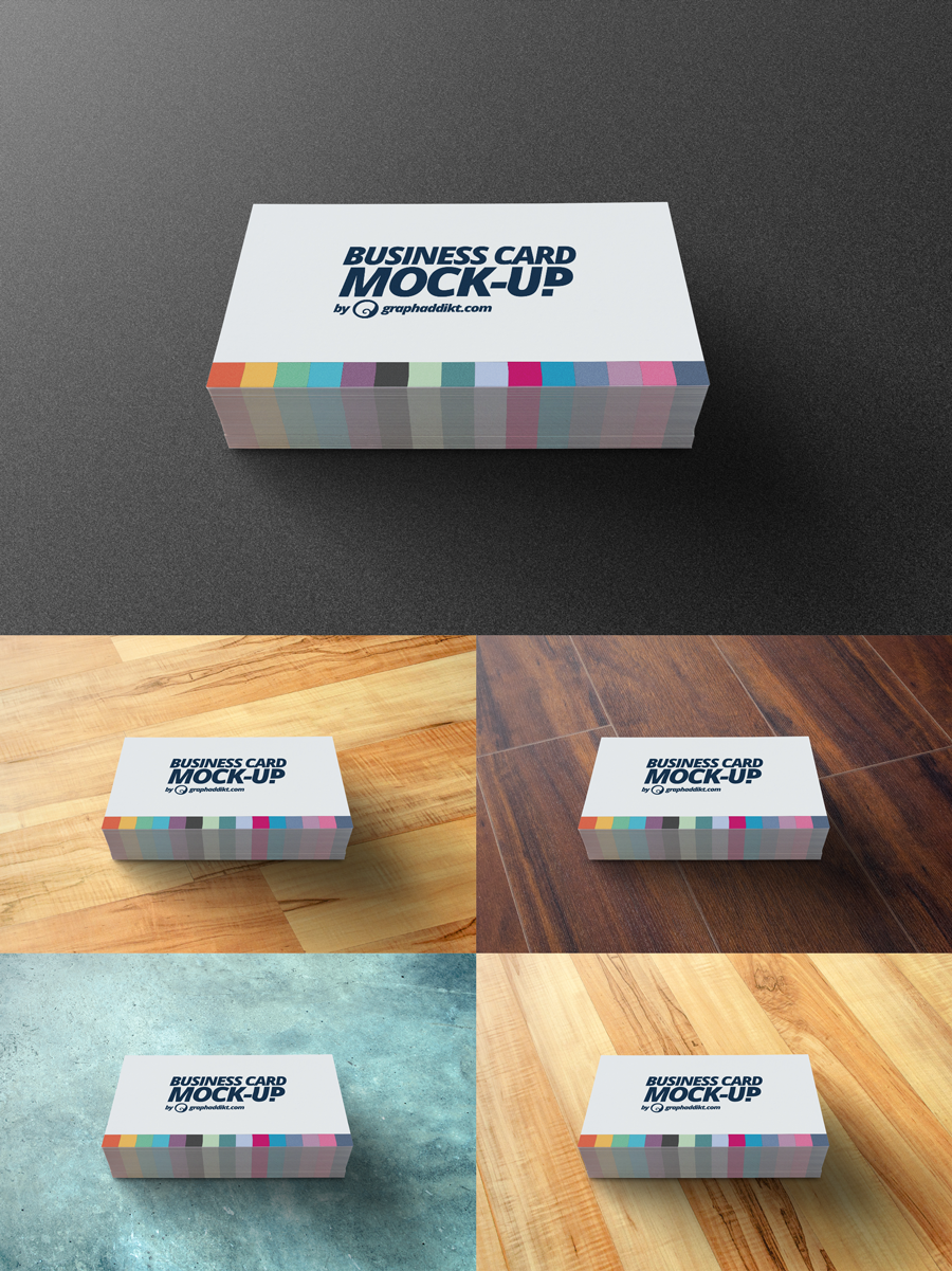 Free Stack of Business Card PSD Mockup