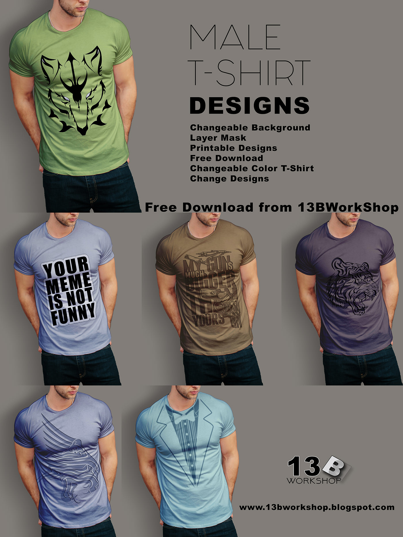 Male t-shirt Mockups Design