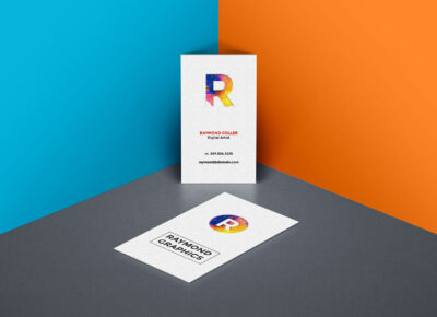 Vertical Double-Sided Business Card PSD Mockup