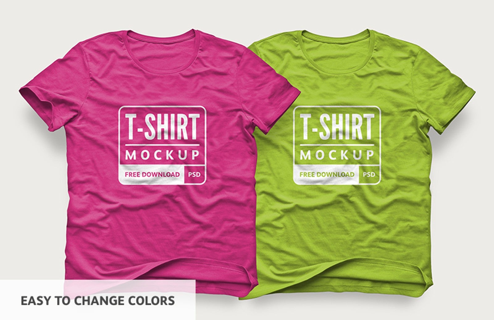 Free Colourful Multiple T-Shirt PSD Mockup