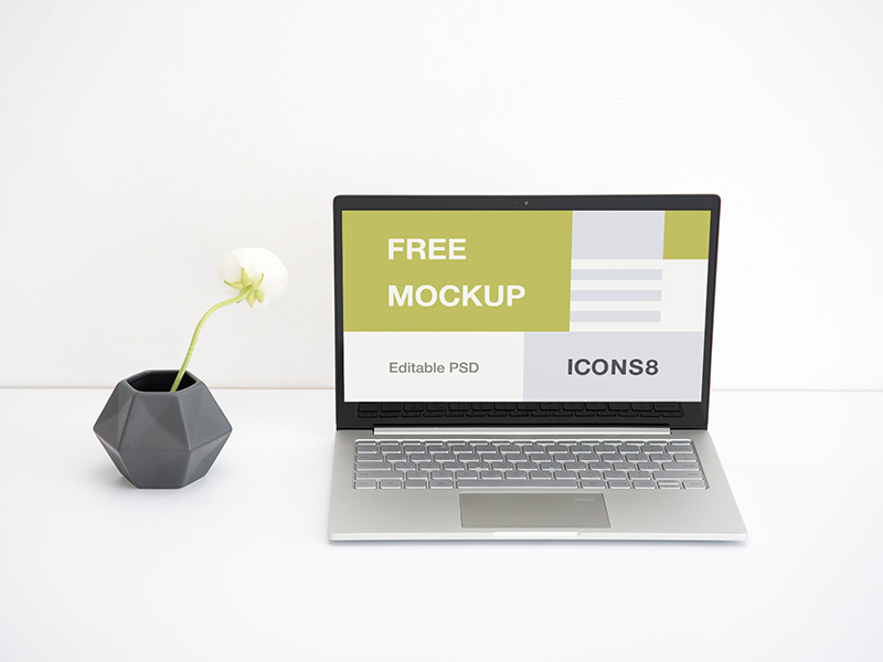 Free Laptop workspace Mockup