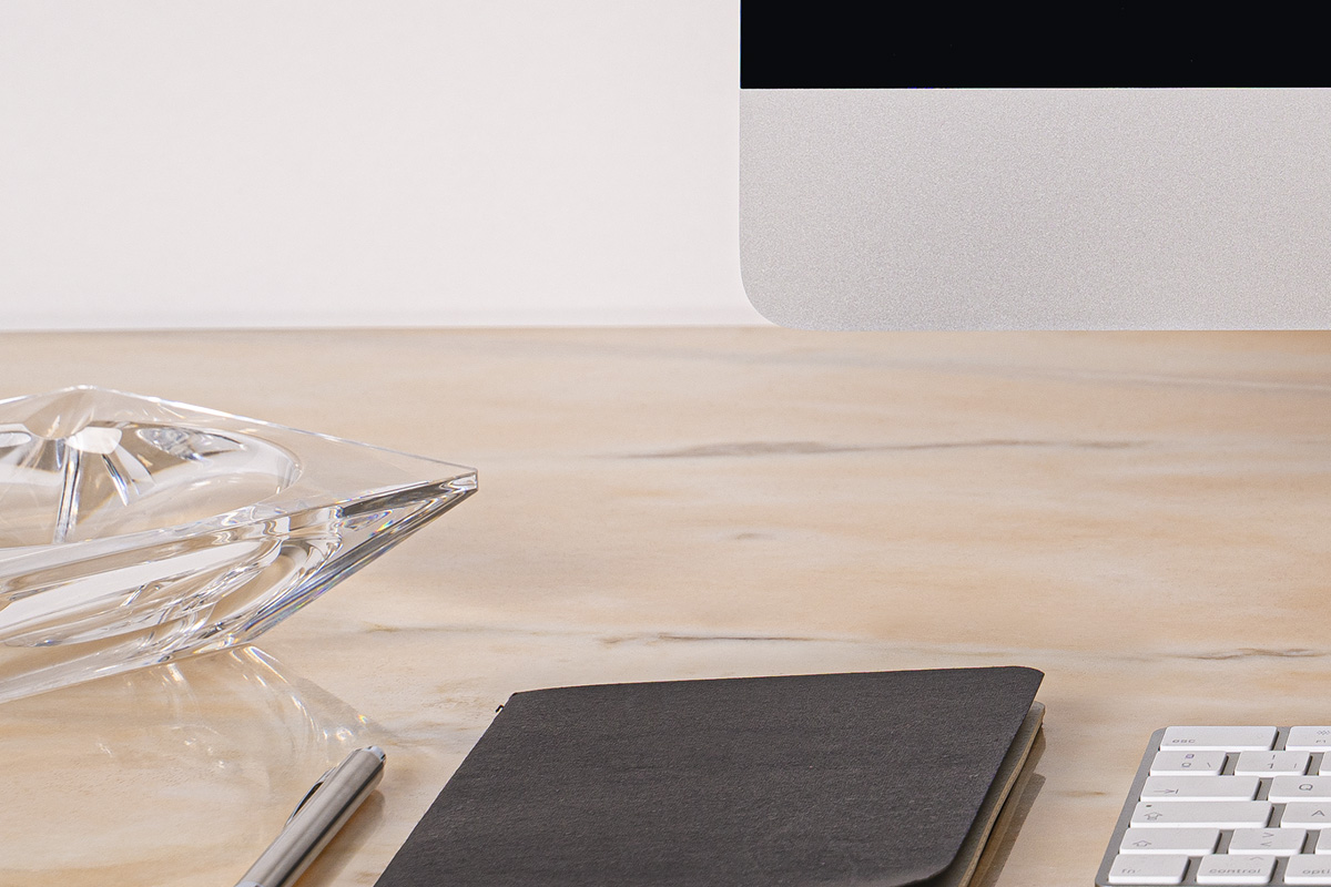 iMac with Designing Desk PSD Mockup Design