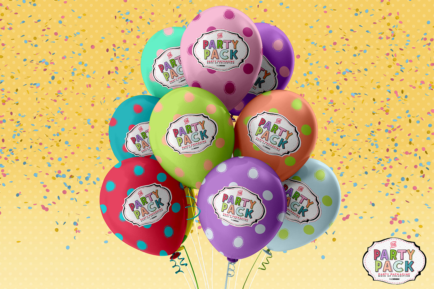 Party Balloons PSD Mockup Design