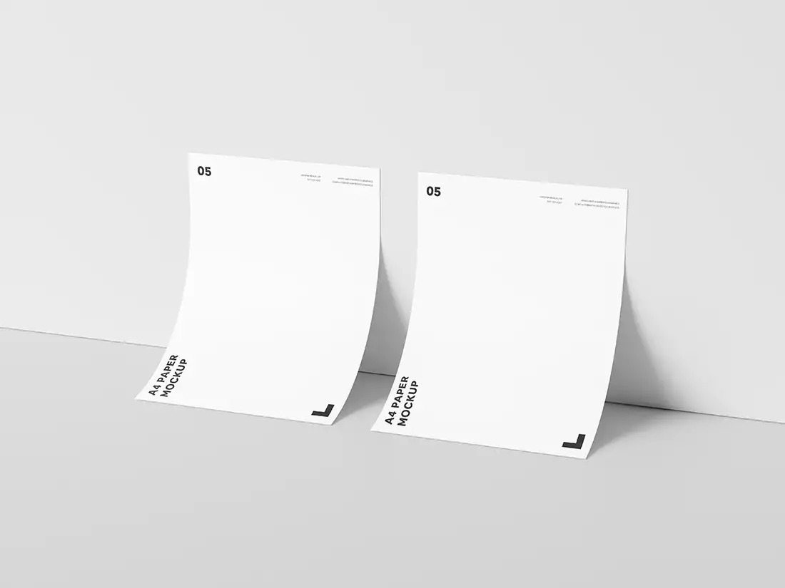 Dual A4 Paper for Wall PSD Mockup