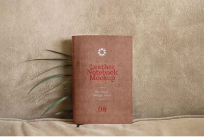 Free Leather Notebook PSD Mockup