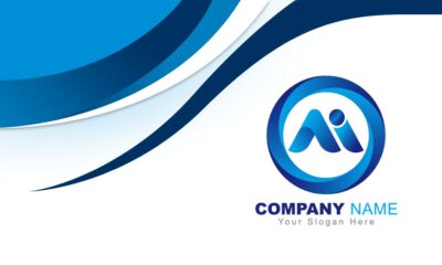 Free White and Blue Business Card Design Mockup