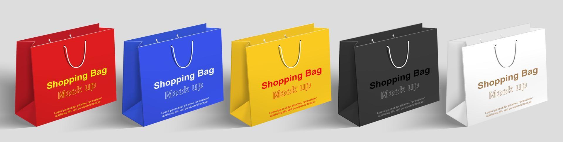 Free 3D Colourful Shopping Bag Mockup