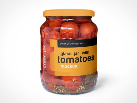 Free Tomato Glass Jar PSD Mockup