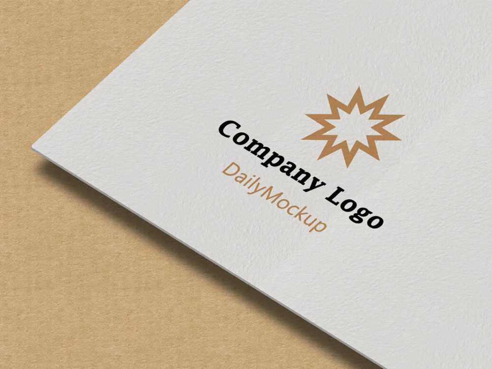 Free Company Logo PSD Mockup on Textured Paper