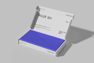 Mailer Box Packaging PSD Mockup